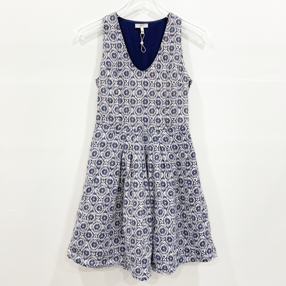 Joie Kada Linen Dress Sleeveless Printed Dark Navy